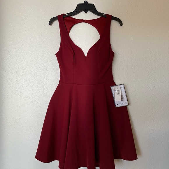 open back fit and flare dress